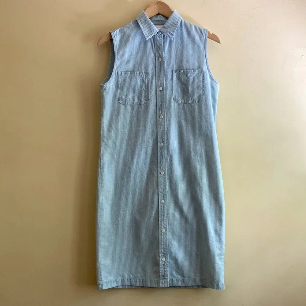 VINTAGE 90s Button Striped Sleeveless Dress by Jones New York Sport Size 6 - Picture 1 of 6
